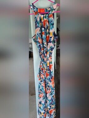 Studio 1886 Multicolor Floral Tie-Waist Sleeveless Maxi Dress